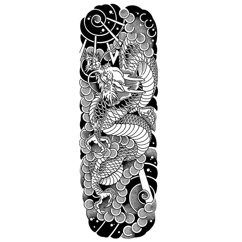 Dragon Full Arm Waterproof Temporary Tattoo Sticker, Long-lasting for 1-2 weeks, Realistic Semi-Permanent Fake Tattoo