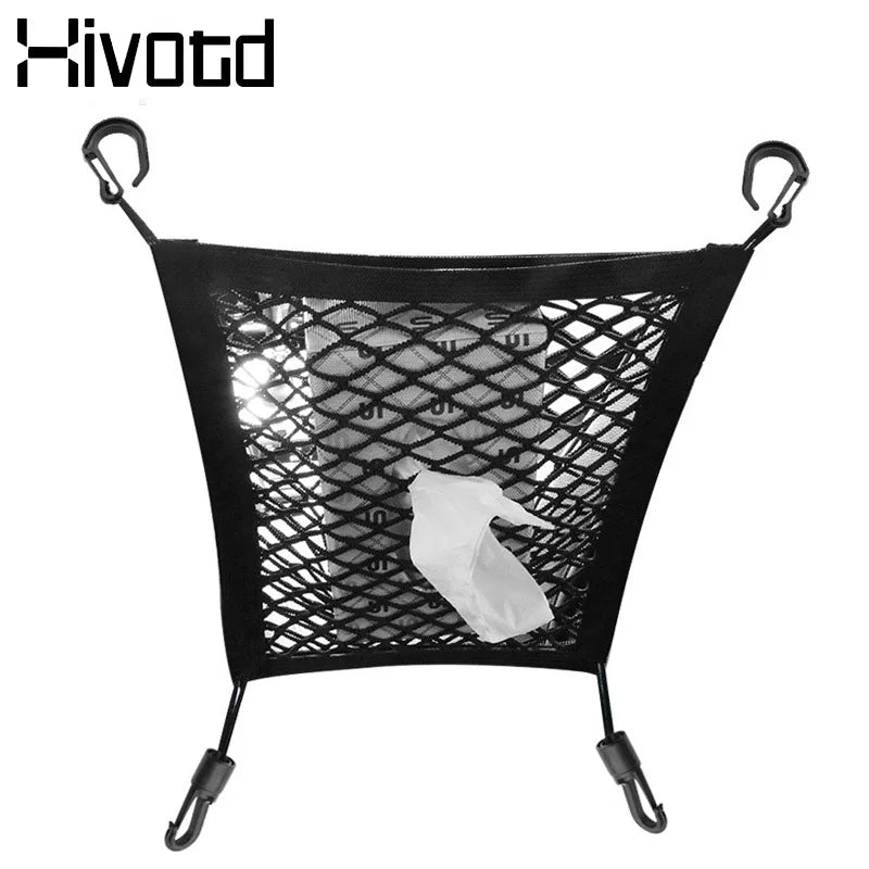 Hivotd Universal Car Interior Accessories Grid Pocket Holder Trunk Storage Bag Mesh Net Organizer Stuff Netting Auto Styling
