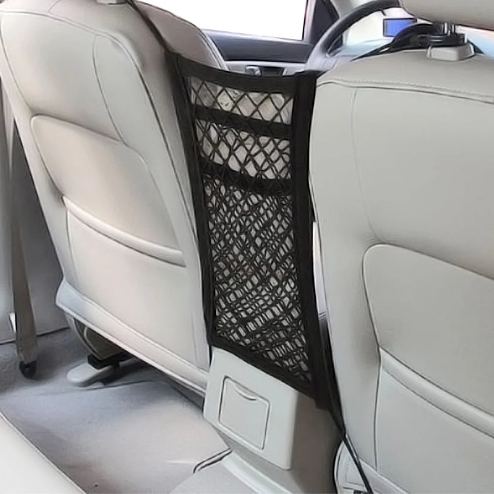 New 3-Layer Car Storage Net Bag Between Seats Car Divider Pet Barrier Stretchable Elastic Mesh Bag Organizer Auto Accessories