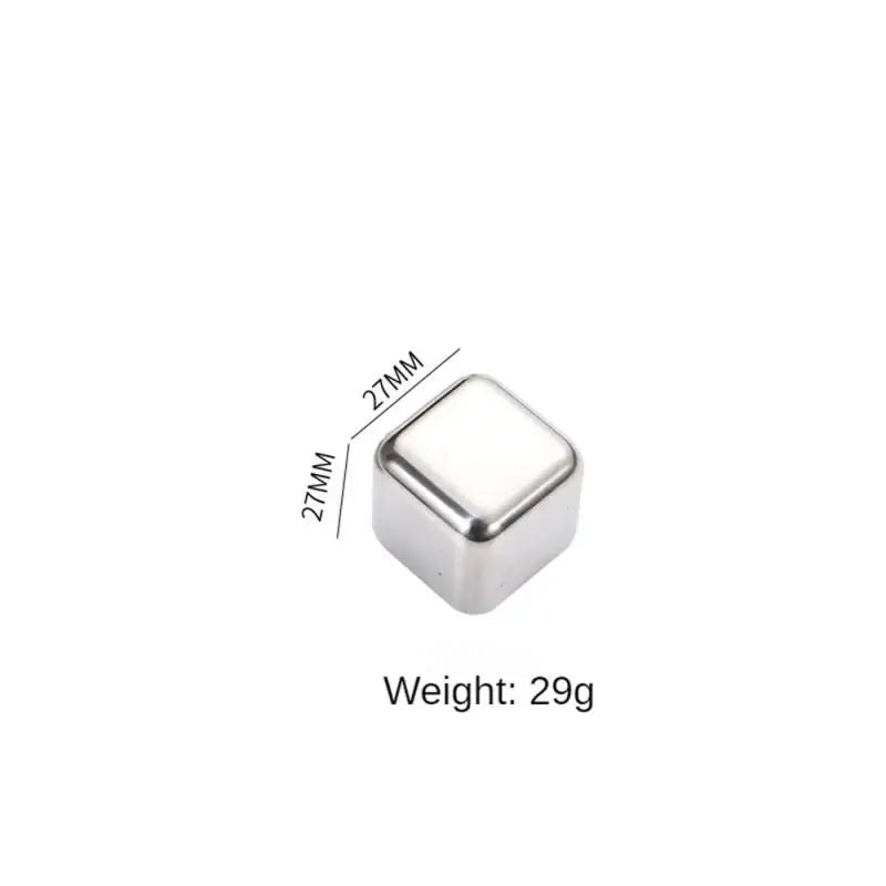 4pcs Metal Ice Cubes Whiskey Ice Cubes Set with Ice Cube Trays Stainless Steel Ice Cubes Reusable Summer Supply