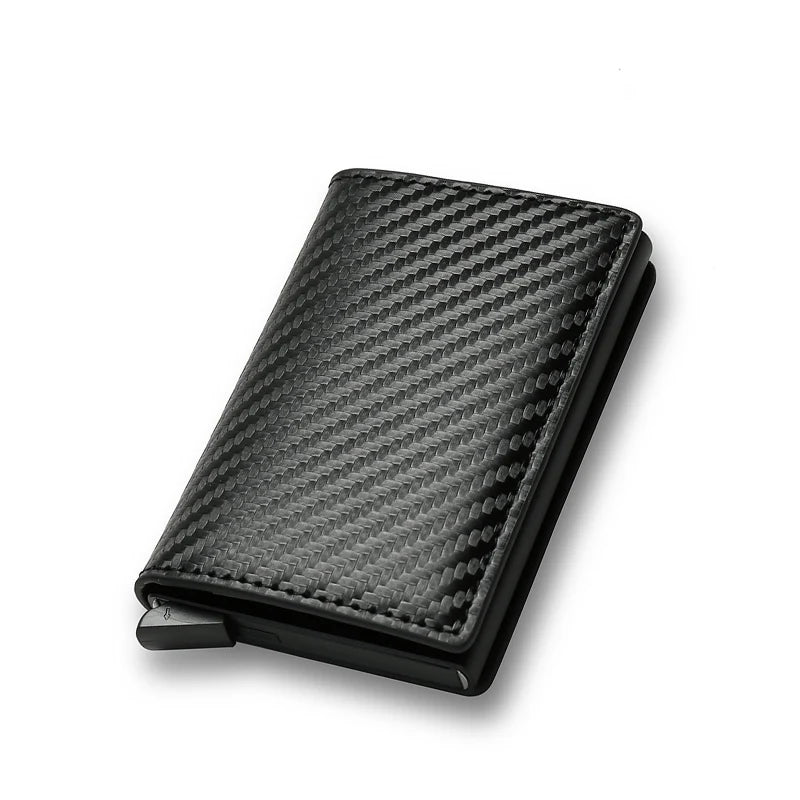 Anti Rfid Carbon Fiber ID Credit Card Holder Men Wallets Mini Automatic Pop up Bank Cardholder Case Minimalist Vallet Choice