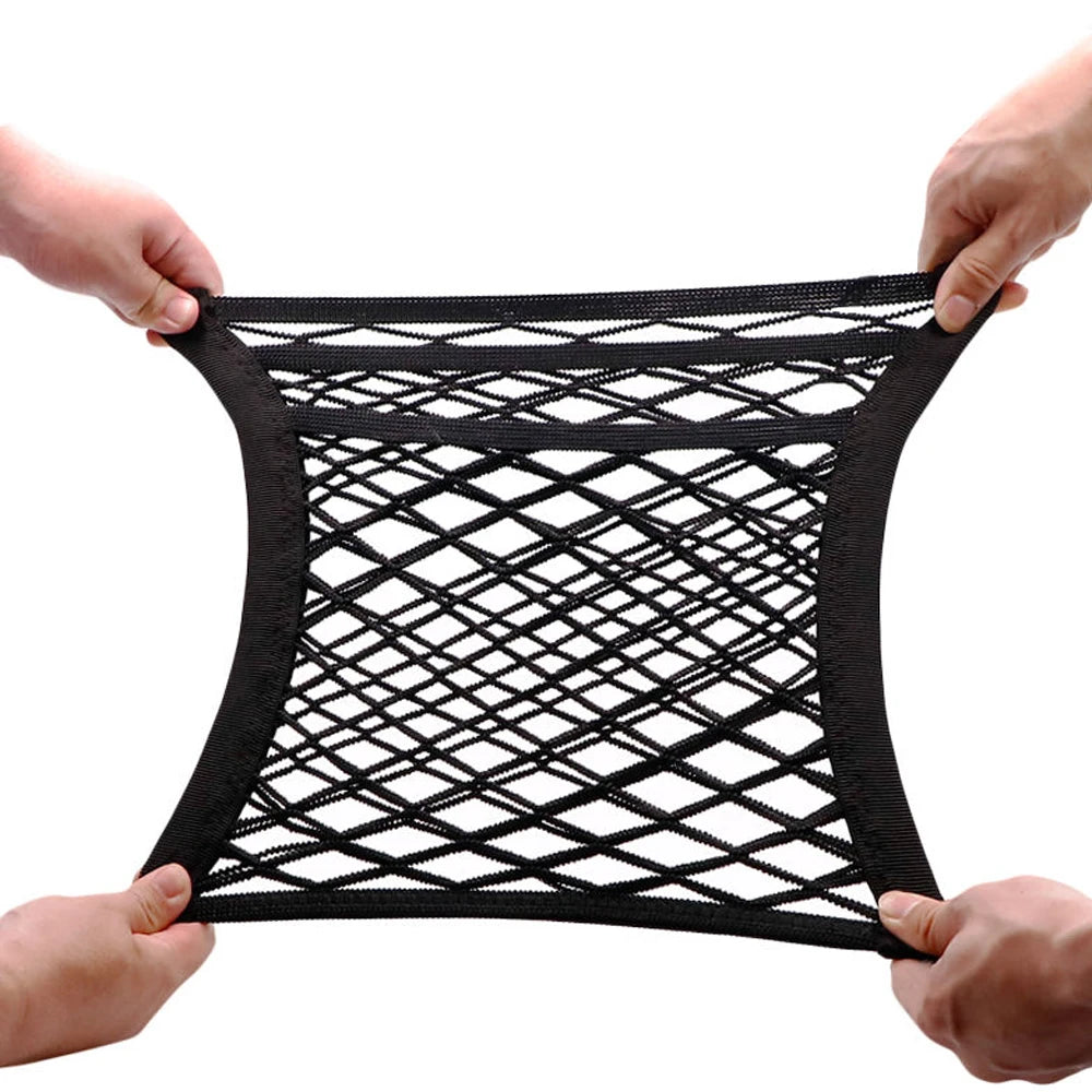 New 3-Layer Car Storage Net Bag Between Seats Car Divider Pet Barrier Stretchable Elastic Mesh Bag Organizer Auto Accessories