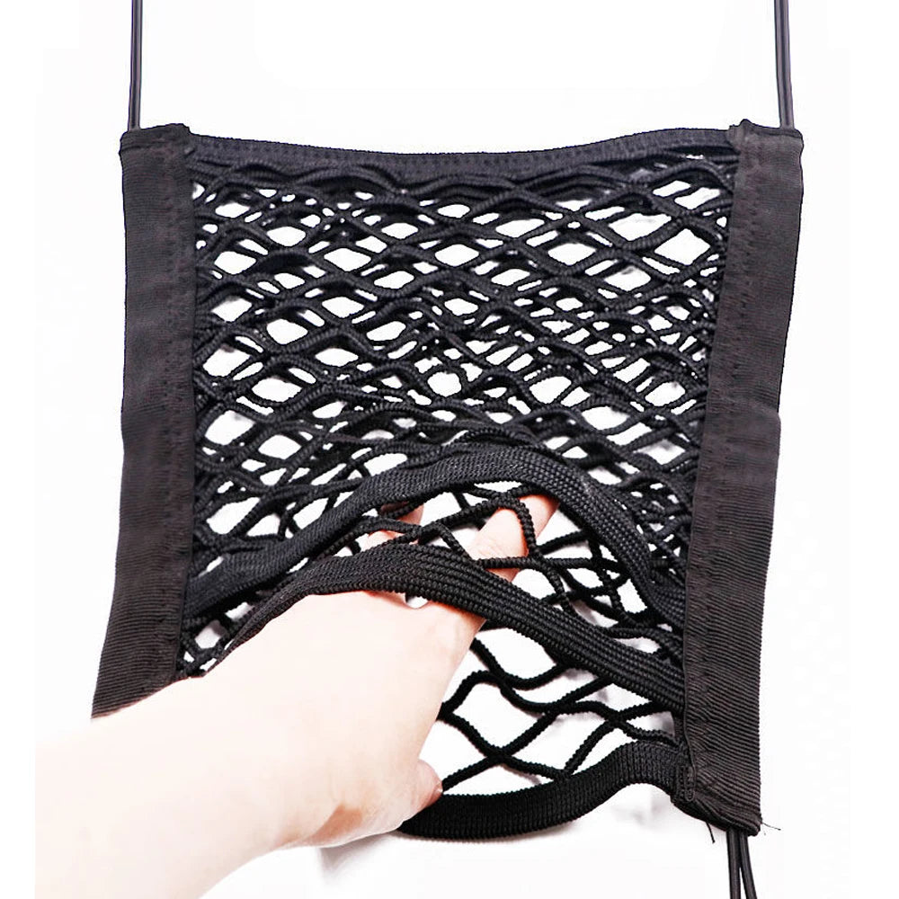 New 3-Layer Car Storage Net Bag Between Seats Car Divider Pet Barrier Stretchable Elastic Mesh Bag Organizer Auto Accessories