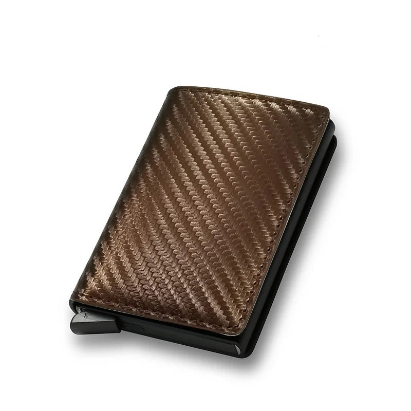 Anti Rfid Carbon Fiber ID Credit Card Holder Men Wallets Mini Automatic Pop up Bank Cardholder Case Minimalist Vallet Choice