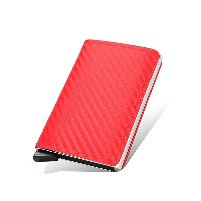 Anti Rfid Carbon Fiber ID Credit Card Holder Men Wallets Mini Automatic Pop up Bank Cardholder Case Minimalist Vallet Choice