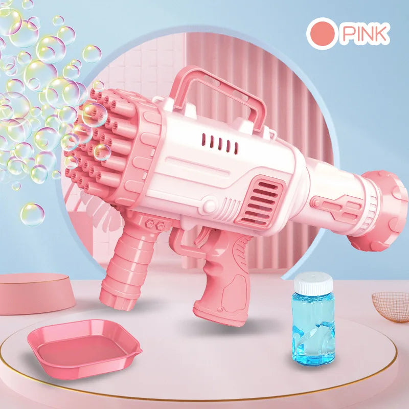 Children's Automatic 32 Hole Bubble Gun Electric Bubble Machine Outdoor Parent-Child Bubble Blowing Toy With Light Children Gift