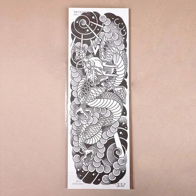 Dragon Full Arm Waterproof Temporary Tattoo Sticker, Long-lasting for 1-2 weeks, Realistic Semi-Permanent Fake Tattoo
