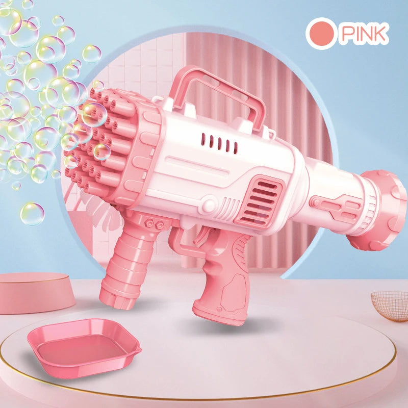 Children's Automatic 32 Hole Bubble Gun Electric Bubble Machine Outdoor Parent-Child Bubble Blowing Toy With Light Children Gift