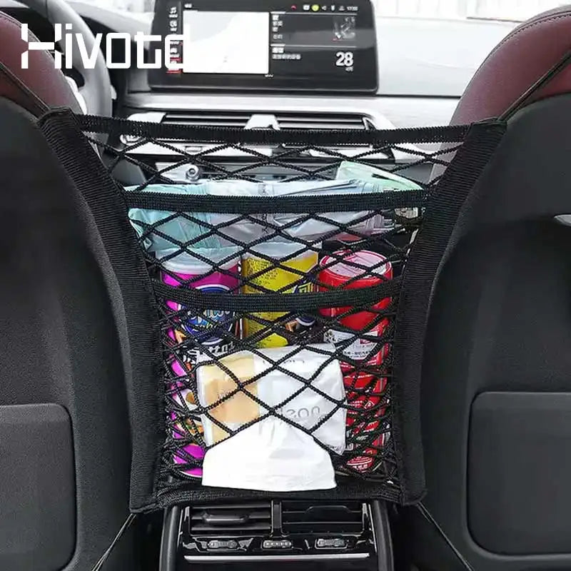 Hivotd Universal Car Interior Accessories Grid Pocket Holder Trunk Storage Bag Mesh Net Organizer Stuff Netting Auto Styling