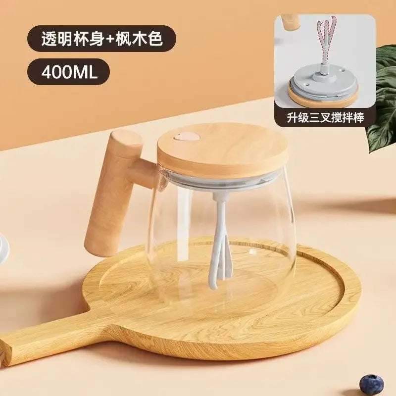 Portable Electric Self Stirring Coffee Mug 400ML Glass High-Speed Juice Milk Protein Powder Mixing Cup For Home Office Gyms