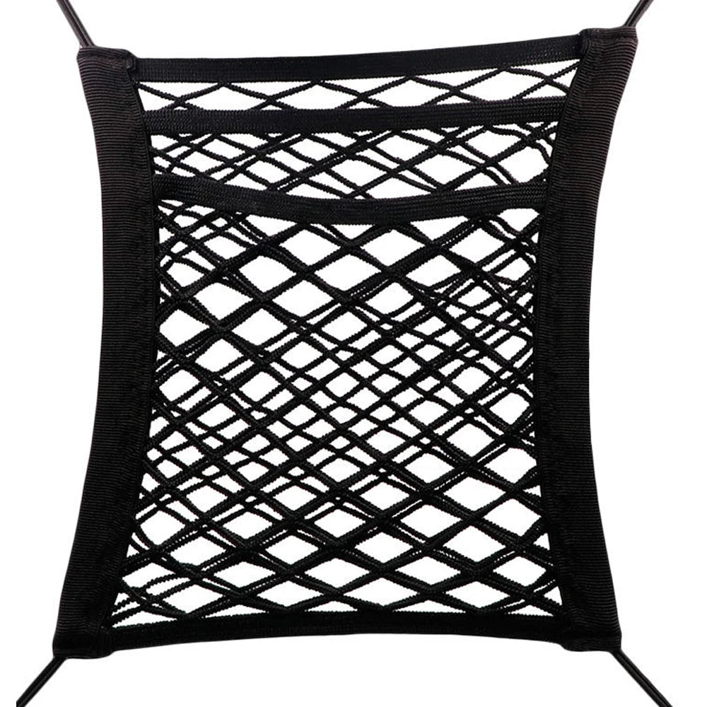 New 3-Layer Car Storage Net Bag Between Seats Car Divider Pet Barrier Stretchable Elastic Mesh Bag Organizer Auto Accessories