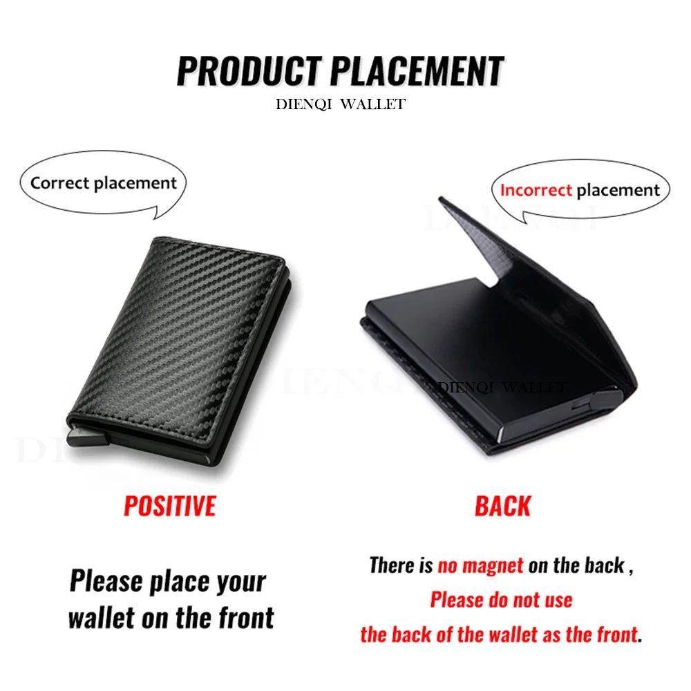 Anti Rfid Carbon Fiber ID Credit Card Holder Men Wallets Mini Automatic Pop up Bank Cardholder Case Minimalist Vallet Choice