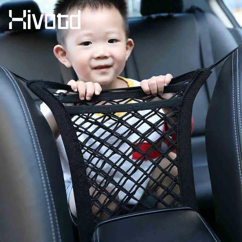 Hivotd Universal Car Interior Accessories Grid Pocket Holder Trunk Storage Bag Mesh Net Organizer Stuff Netting Auto Styling