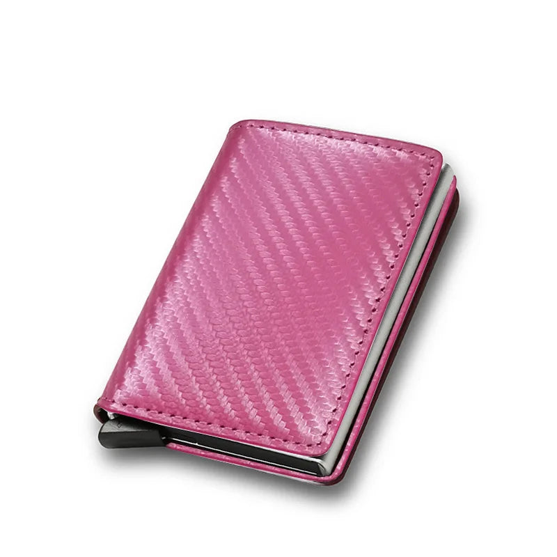 Anti Rfid Carbon Fiber ID Credit Card Holder Men Wallets Mini Automatic Pop up Bank Cardholder Case Minimalist Vallet Choice