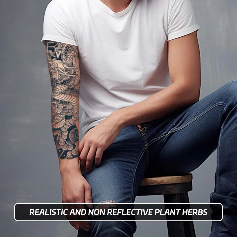 Dragon Full Arm Waterproof Temporary Tattoo Sticker, Long-lasting for 1-2 weeks, Realistic Semi-Permanent Fake Tattoo