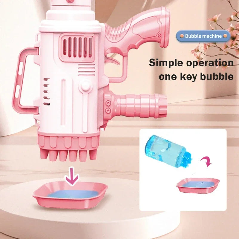 32 Hole Electric Handheld Bubble Machine Kids Toys Bubble Maker With Light Children Outdoor Party Soap Bubbles Blower Game Gifts