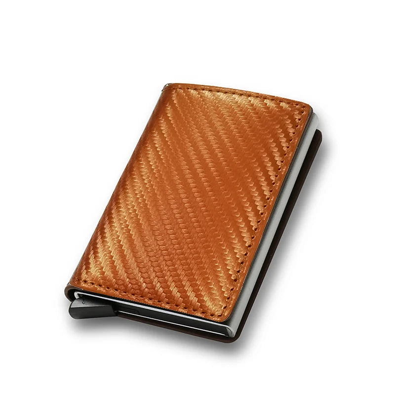 Anti Rfid Carbon Fiber ID Credit Card Holder Men Wallets Mini Automatic Pop up Bank Cardholder Case Minimalist Vallet Choice